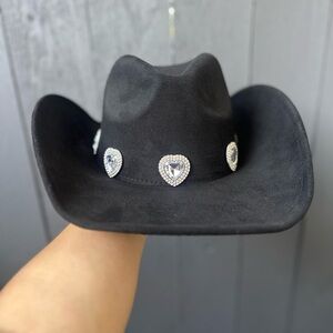 Black Rhinestone Heart Western Cowboy Hat
